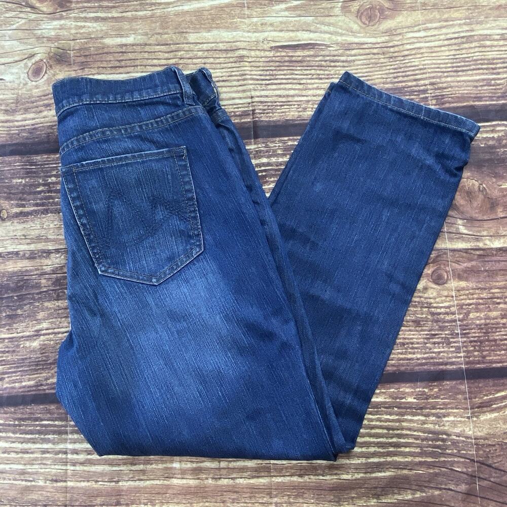NY & C Women Jeans 10 Blue Cotton Blend Low Rise Straight Leg Distressed Denim